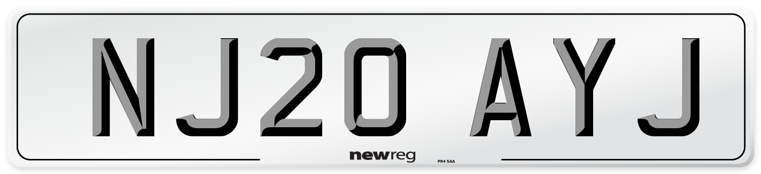 NJ20 AYJ Number Plate from New Reg